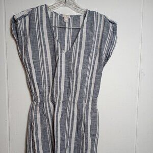 J Crew Blue White Striped 100% Cotton Shift Dress Short Sleeve XXS Summer Beach